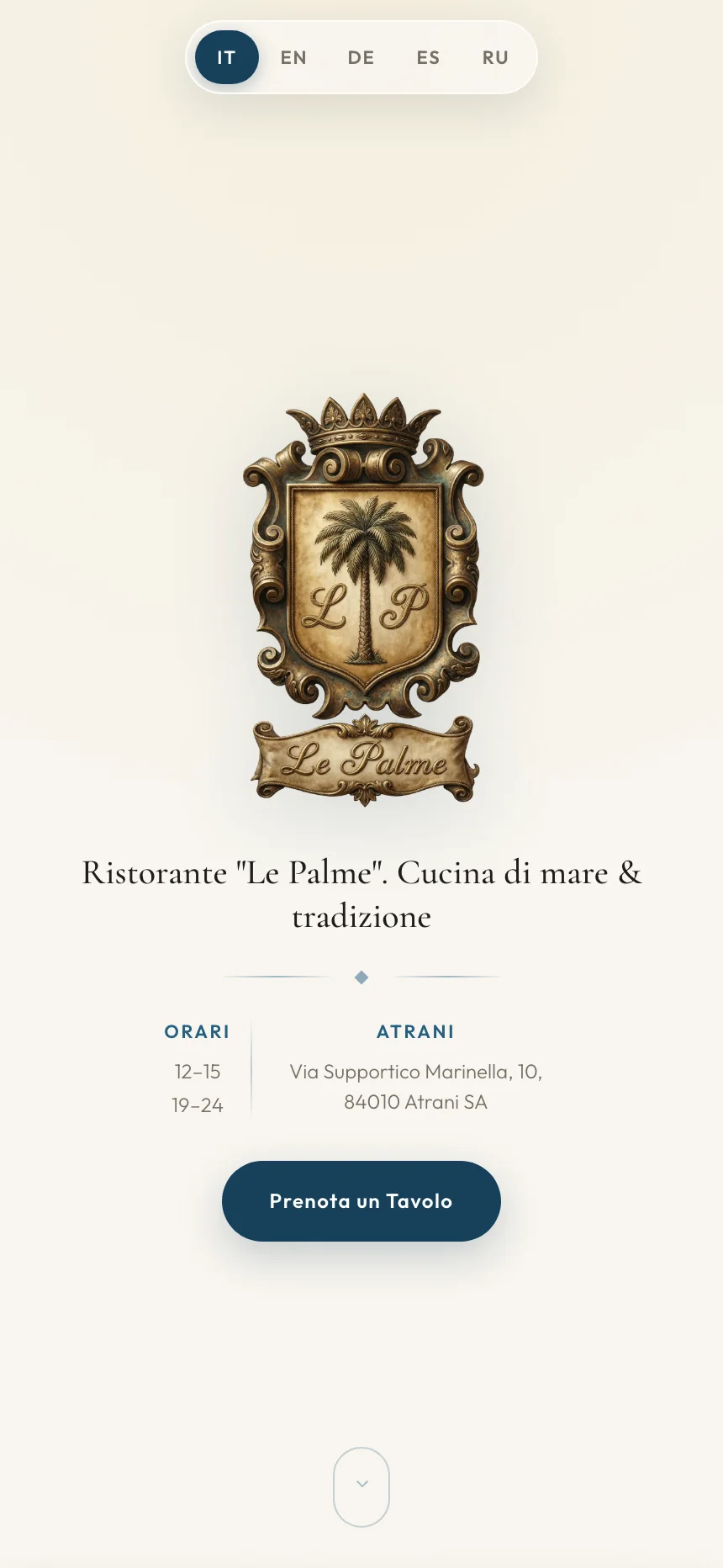 Le Palme live menu screenshot