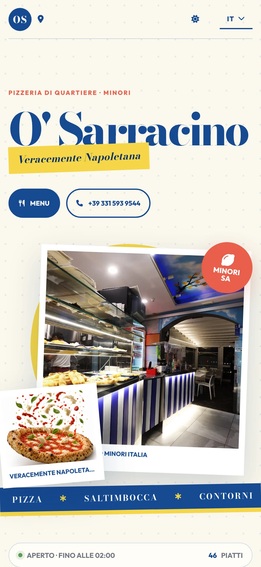 O’ Sarracino live menu screenshot